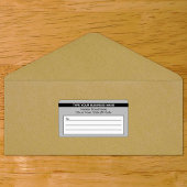 Benadrukte bedrijfsnaam op grijs verzendlabel