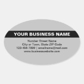 Benadrukte Bedrijfsnaam op Grijze Ovale Sticker (Voorkant)
