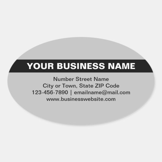 Benadrukte Bedrijfsnaam op Grijze Ovale Sticker (Voorkant)