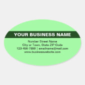 Benadrukte Bedrijfsnaam op Licht Groen Ovale Sticker (Voorkant)