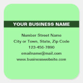 Benadrukte Bedrijfsnaam op Licht Groen Vierkante Sticker (Voorkant)