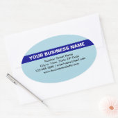 Benadrukte bedrijfsnaam op lichtblauw ovale sticker (Envelop)