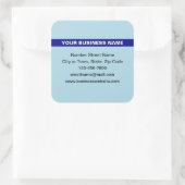 Benadrukte bedrijfsnaam op lichtblauw vierkante sticker (Tas)