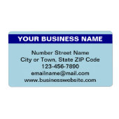 Benadrukte bedrijfsnaam op lichtblauwe verzending etiket (Voorkant)