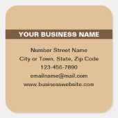 Benadrukte bedrijfsnaam op Light Brown Vierkante Sticker (Voorkant)