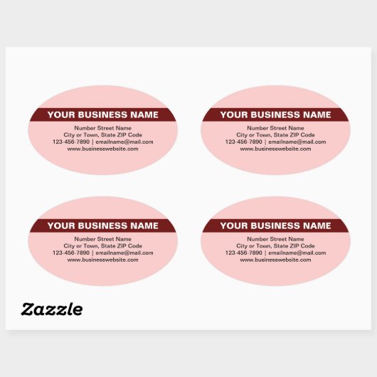 Benadrukte bedrijfsnaam op Light Red Ovale Sticker (Vel)