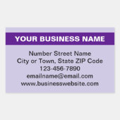 Benadrukte Bedrijfsnaam op Paars Rechthoekige Sticker (Voorkant)