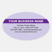 Benadrukte Bedrijfsnaam op Paarse Ovaal Sticker (Voorkant)