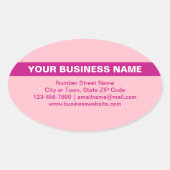 Benadrukte Bedrijfsnaam op Roze Oval Sticker (Voorkant)