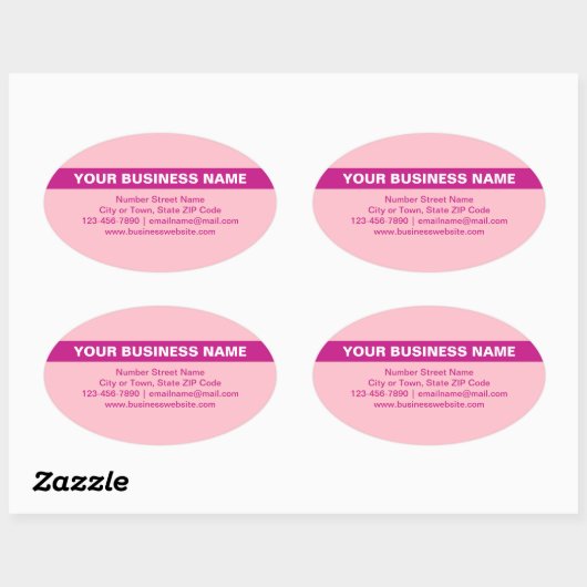 Benadrukte Bedrijfsnaam op Roze Oval Sticker (Vel)
