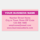 Benadrukte Bedrijfsnaam op Roze Rechthoekige Sticker (Voorkant)