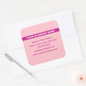 Benadrukte bedrijfsnaam op roze vierkant ticker vierkante sticker (Envelop)