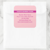 Benadrukte bedrijfsnaam op roze vierkant ticker vierkante sticker (Tas)