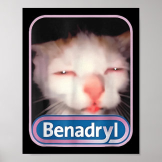Benadryl Meme Cat Funny Cat Lovers Cat Mom Cat Dad Poster