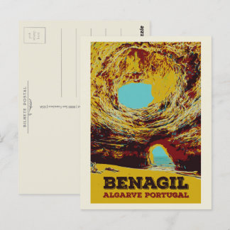Benagil zee grot illustratie Algarve Portugal Briefkaart