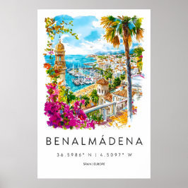Benalmadena Watercolor 1 Poster