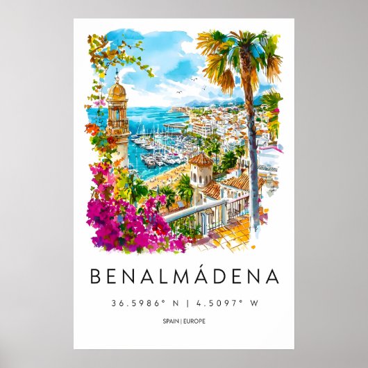 Benalmadena Watercolor 1 Poster (Voorkant)