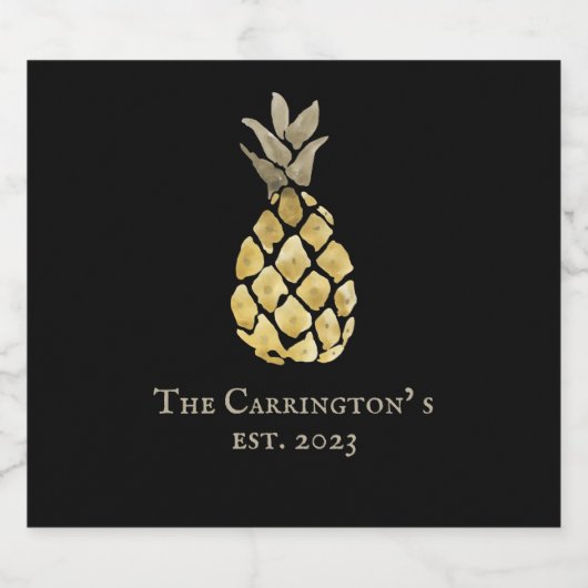 Benaming anananas Waterverf Stencil Gepersonalisee Bier Etiket (Enkel label)