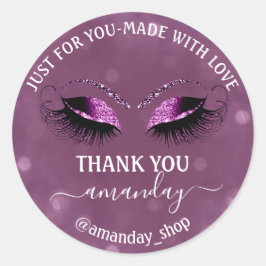 Benaming Boutique eyelashes Shop Paars Berry Ronde Sticker