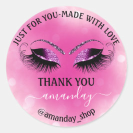 Benaming Boutique eyelashes Shop Paars Roos Ronde Sticker