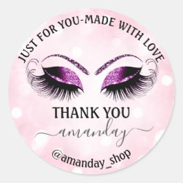 Benaming Boutique eyelashes Winkelroze Glitter Ronde Sticker