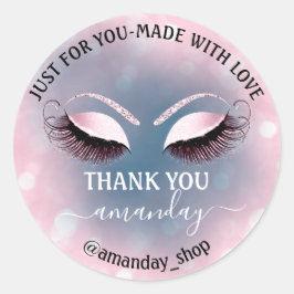 Benaming : Boutique eyelashes Winkelroze marine Ronde Sticker