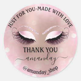 Benaming Boutique eyelashes Winkelroze meisje Ronde Sticker
