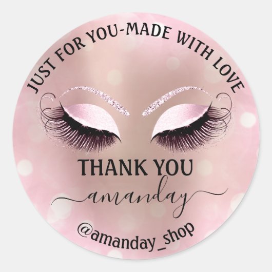 Benaming Boutique eyelashes Winkelroze meisje Ronde Sticker (Voorkant)