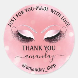 Benaming Boutique eyelashes Winkelroze Rose Ronde Sticker