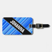 Benaming en strepen van het Bagagelabel Blauw Patr (Voorkant horizontaal)