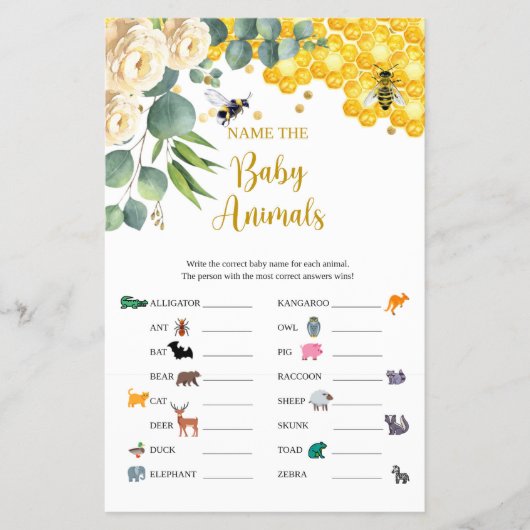 Benaming van de Kaart Baby Animals Game (Voorkant)