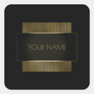Benaming Zwarte Gold Minimale naam Geometry Luxury Vierkante Sticker