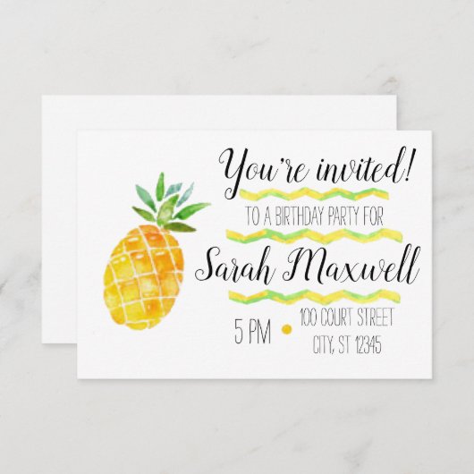 Benanaseming Birthday Party Invitation Kaart (Voorkant / Achterkant)