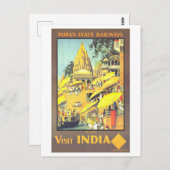  Benares India Travel Poster Briefkaart (Voorkant / Achterkant)