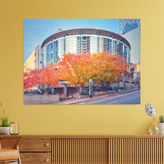 Benaroya Hall in Seattle in de herfst Canvas Afdruk (Insitu (Woonkamer))