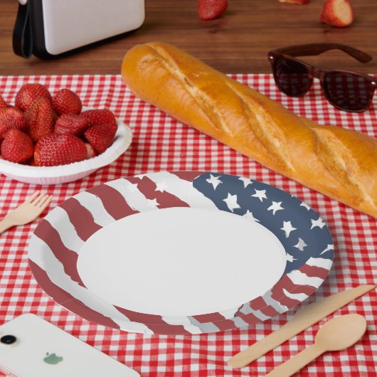 Benauwde Amerikaanse vlag met White Center Papieren Bordje (Picknick)