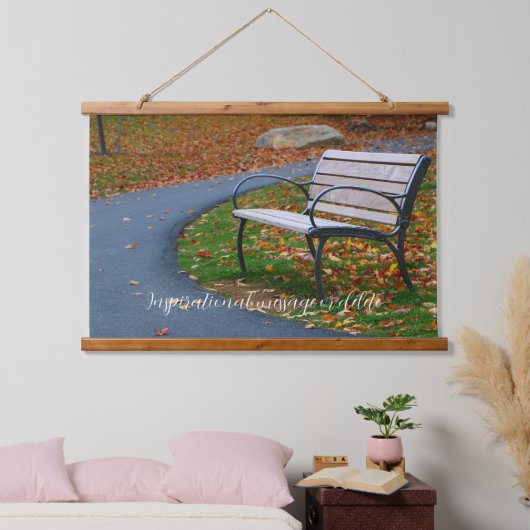 Bench Along A Fall Sidewalk Stroll Hangend Wandkleed (Slaapkamer)