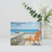 Bench Beach Bird in de zomer Briefkaart (Staand voorkant)