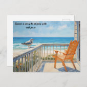 Bench Beach Bird in de zomer Briefkaart (Voorkant / Achterkant)