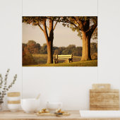 Bench bij Sunset Poster (Keuken)