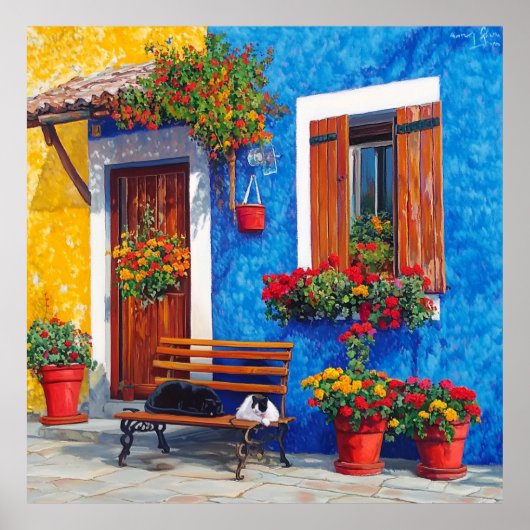 Bench Companions - Venetië-geïnspireerde Cats Post Poster (Voorkant)