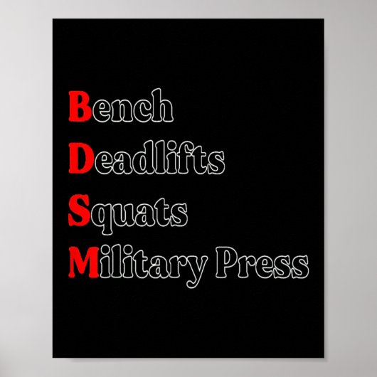 Bench Deadlift Squat Militaire Pers Bodybuilding G Poster (Voorkant)