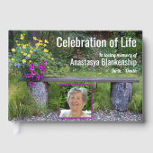 Bench Flowers Celebration of Life Custom Photo Gastenboek (Voorkant)