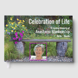 Bench Flowers Celebration of Life Custom Photo Gastenboek