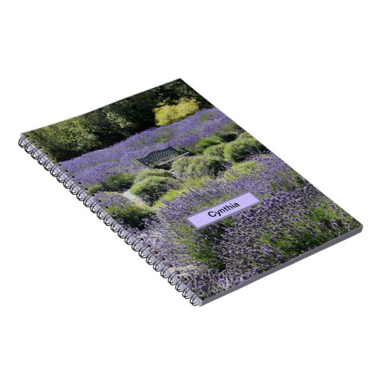 Bench in een enorm veld van lavender in Sequim Notitieboek (Rechterzijde)