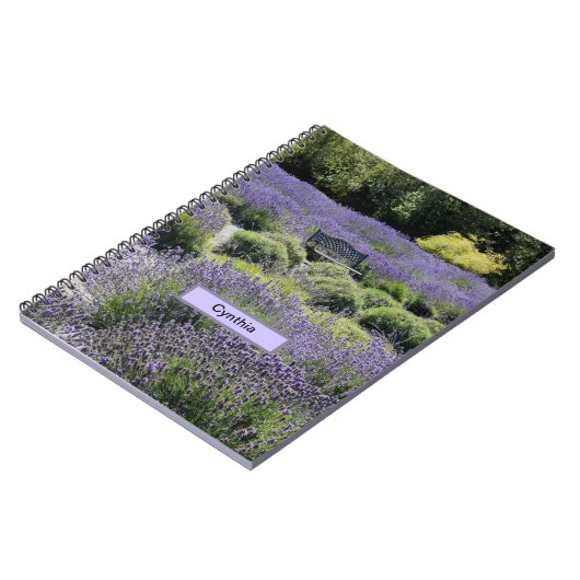 Bench in een enorm veld van lavender in Sequim Notitieboek (Linkerzijde)