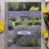 Bench in een enorm veld van lavender in Sequim Notitieboek