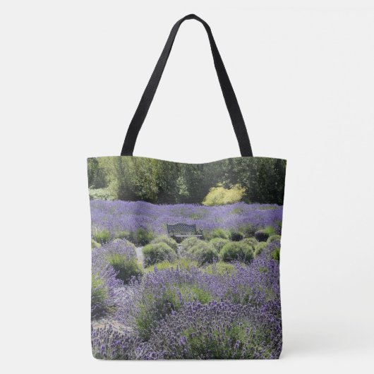 Bench in een enorm veld van lavender in Sequim Tote Bag (Achterkant)