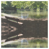 Bench in Park, Mirror Pattern, Fabric Stof (Close Up)
