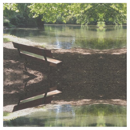Bench in Park, Mirror Pattern, Fabric Stof (Close Up)